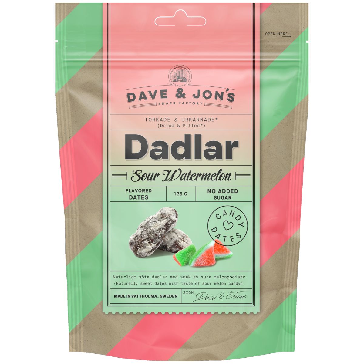 Dave & Jon’s maitsestatud datlid – Sour Watermelon 125 g